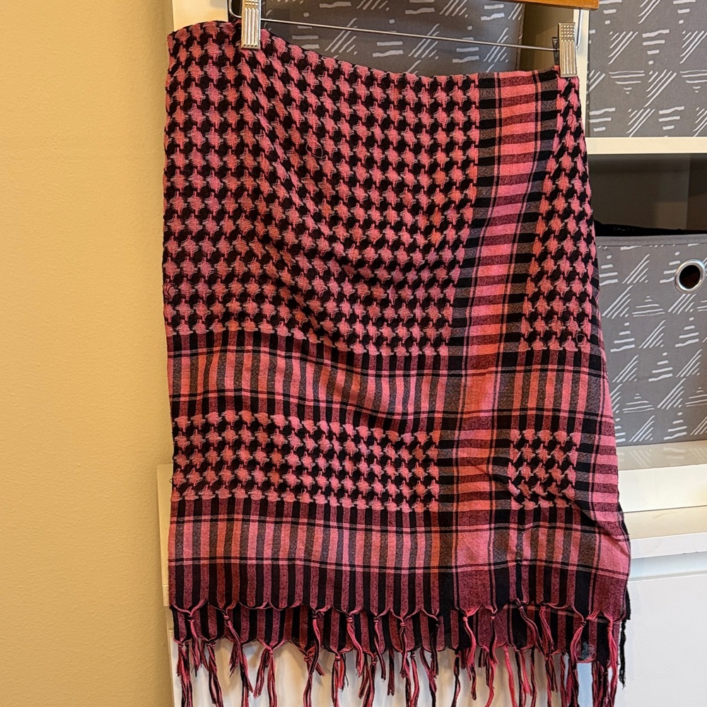 Pink and Black Checkered Scarf